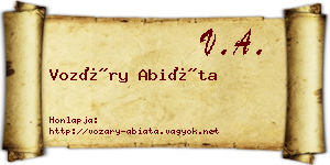 Vozáry Abiáta névjegykártya